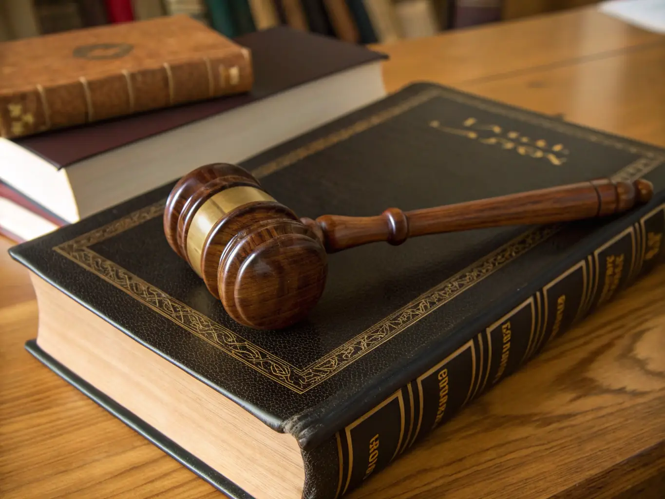 A gavel resting on a law book in a courtroom setting, representing fair and effective dispute resolution processes.