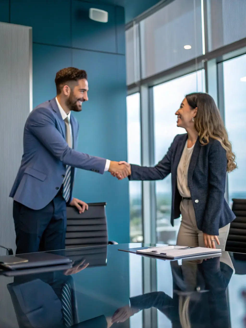 Two people shaking hands over a contract, representing the importance of clear and enforceable employment agreements.