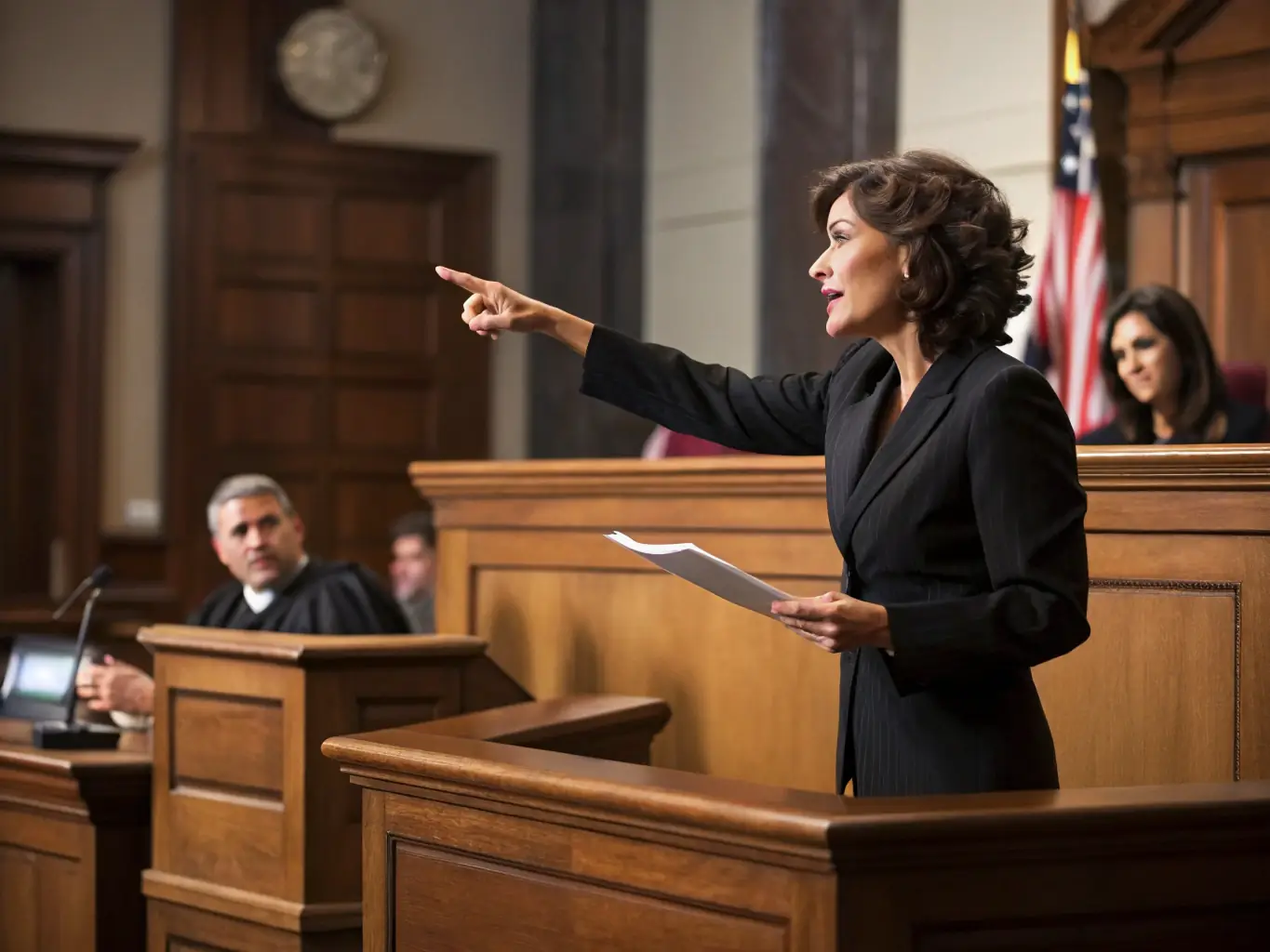 A confident attorney from Becker Law Firm advocating for a client in a courtroom setting, demonstrating their commitment to protecting client interests.